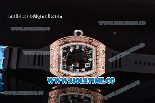 Richard Mille RM010 Miyota 9015 Automatic Rose Gold/Diamonds Case with Skeleton Dial and White Inner Bezel - Click Image to Close